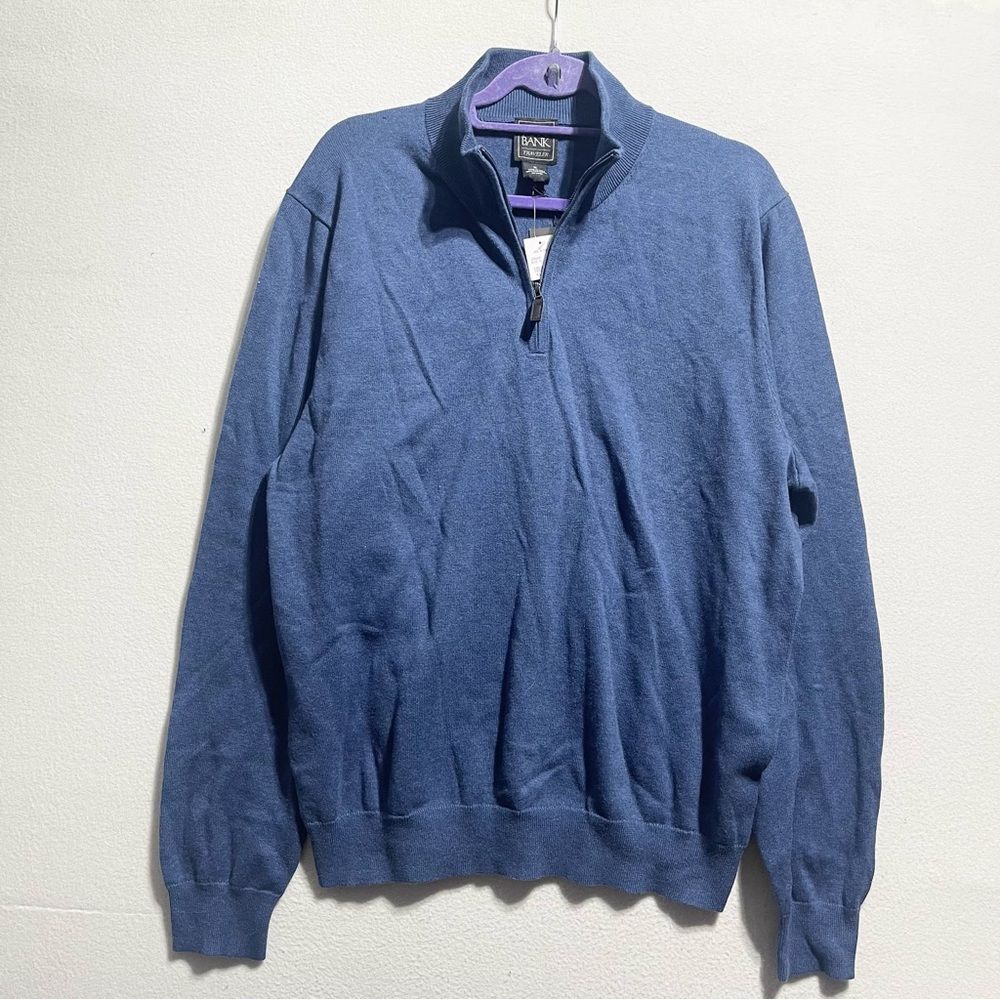 Jos. A. Bank Men's Zip Up upper Blue Sweater